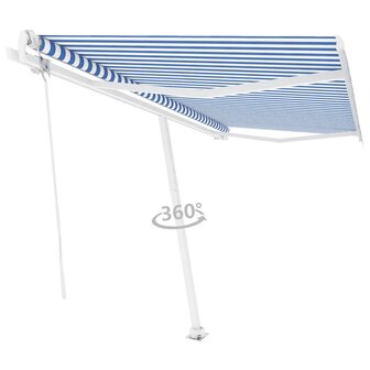 Luifel vrijstaand automatisch 400x300 cm blauw en wit 3
