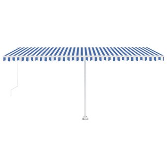 Luifel vrijstaand handmatig uittrekbaar 500x300 cm blauw en wit 5