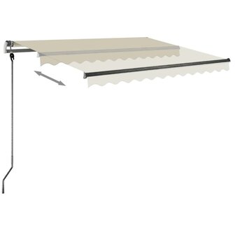 Luifel vrijstaand handmatig uittrekbaar 350x250 cm cr&egrave;mekleurig 4