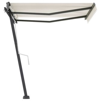 Luifel vrijstaand handmatig uittrekbaar 350x250 cm cr&egrave;mekleurig 6