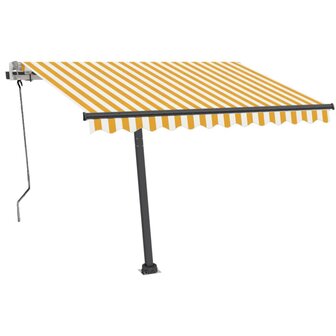 Luifel vrijstaand handmatig uittrekbaar 350x250 cm geel en wit 3