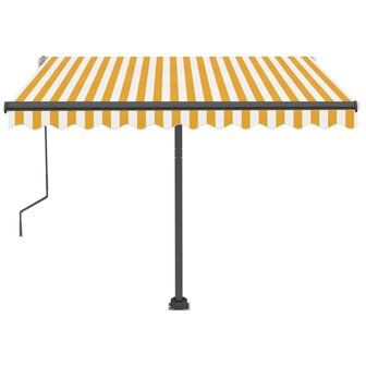Luifel vrijstaand handmatig uittrekbaar 350x250 cm geel en wit 5