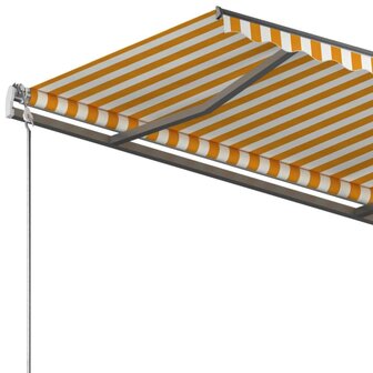 Luifel vrijstaand handmatig uittrekbaar 350x250 cm geel en wit 7