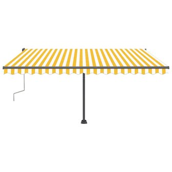 Luifel vrijstaand handmatig uittrekbaar 400x300 cm geel en wit 5