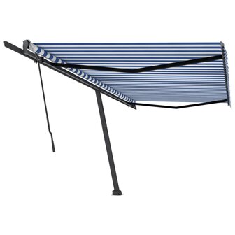 Luifel vrijstaand handmatig uittrekbaar 500x300 cm blauw en wit 2
