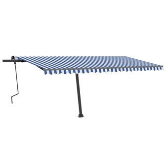 Luifel vrijstaand handmatig uittrekbaar 500x300 cm blauw en wit 3