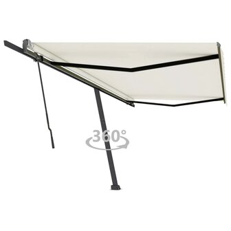 Luifel vrijstaand handmatig uittrekbaar 500x300 cm cr&egrave;mekleurig 1