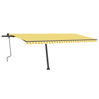 Luifel vrijstaand handmatig uittrekbaar 500x300 cm geel en wit 2