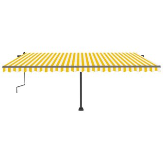 Luifel vrijstaand handmatig uittrekbaar 500x300 cm geel en wit 3
