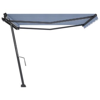 Luifel vrijstaand handmatig uittrekbaar 400x350 cm blauw en wit 4