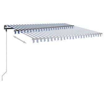 Luifel vrijstaand handmatig uittrekbaar 400x350 cm blauw en wit 5