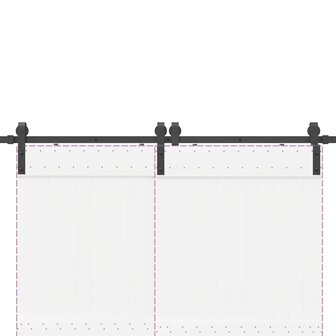 Doos met onderdelen voor schuifdeur 366 cm staal zwart 9