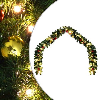 Kerstslinger versierd met kerstballen en LED-lampjes 5 m 1