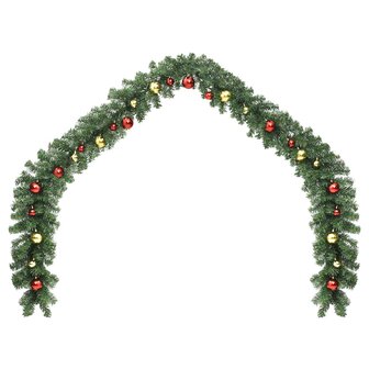 Kerstslinger versierd met kerstballen en LED-lampjes 5 m 2