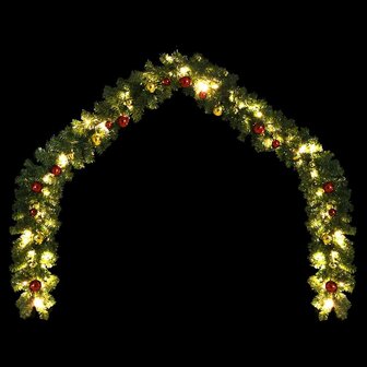 Kerstslinger versierd met kerstballen en LED-lampjes 5 m 4