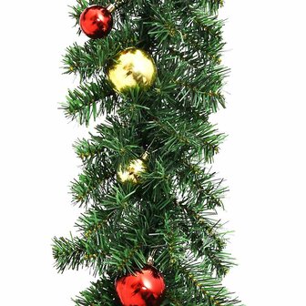 Kerstslinger versierd met kerstballen en LED-lampjes 5 m 5