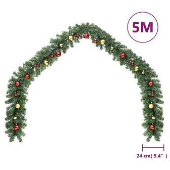 Kerstslinger versierd met kerstballen en LED-lampjes 5 m 7