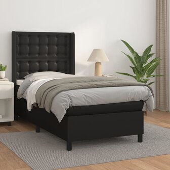 Boxspring met matras kunstleer zwart 80x200 cm 1