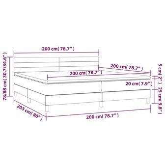 Boxspring met matras en LED stof lichtgrijs 200x200 cm 8