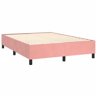 Boxspring met matras en LED fluweel roze 140x200 cm 5