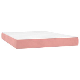 Boxspring met matras en LED fluweel roze 140x200 cm 6