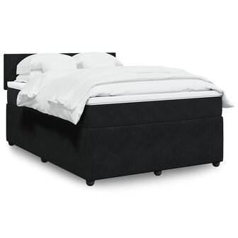 Boxspring met matras fluweel zwart 160x200 cm 1