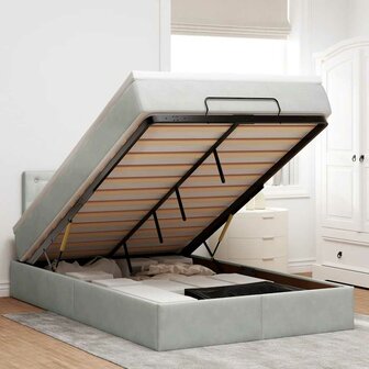 Ottoman bed met matras en LED&amp;apos;s 120x200 cm fluweel lichtgrijs 1