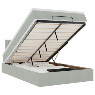 Ottoman bed met matras en LED&amp;apos;s 120x200 cm fluweel lichtgrijs 2