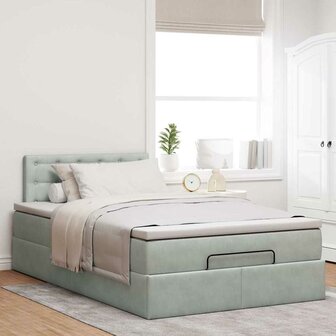 Ottoman bed met matras en LED&amp;apos;s 120x200 cm fluweel lichtgrijs 4