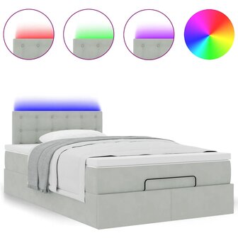 Ottoman bed met matras en LED&amp;apos;s 120x200 cm fluweel lichtgrijs 5