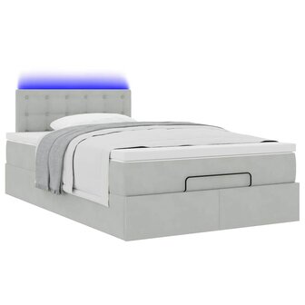 Ottoman bed met matras en LED&amp;apos;s 120x200 cm fluweel lichtgrijs 6