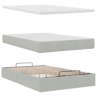 Ottoman bed met matras en LED&amp;apos;s 120x200 cm fluweel lichtgrijs 8
