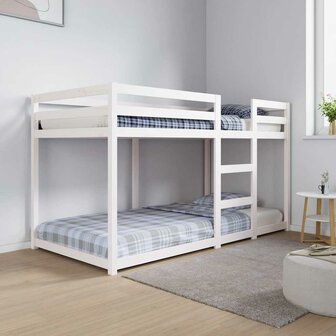 Stapelbed 90x190 cm massief grenenhout wit 1