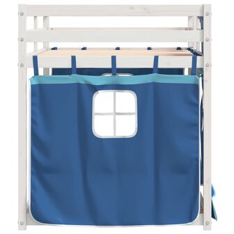 Stapelbed met gordijnen 90x200 cm massief grenenhout blauw 6