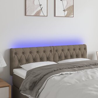Hoofdbord LED 144x7x78/88 cm stof taupe 1