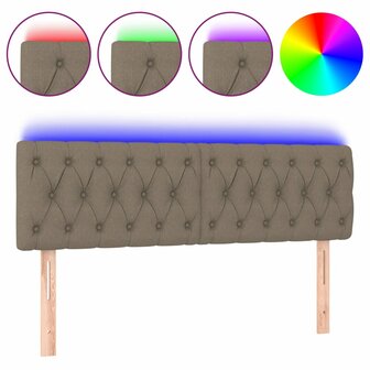 Hoofdbord LED 144x7x78/88 cm stof taupe 2
