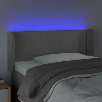 Hoofdbord LED 103x16x78/88 cm fluweel lichtgrijs 4