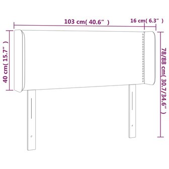 Hoofdbord LED 103x16x78/88 cm fluweel lichtgrijs 6