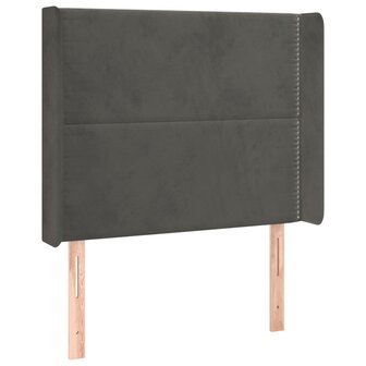 Hoofdbord LED 93x16x118/128 cm fluweel donkergrijs 3