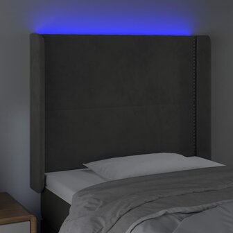 Hoofdbord LED 93x16x118/128 cm fluweel donkergrijs 4