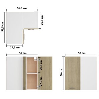 Hanghoekkast Lyon 57x57x60 cm bewerkt hout sonoma eikenkleurig 9