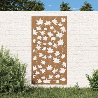 Wanddecoratie tuin esdoornbladontwerp 105x55 cm cortenstaal 1