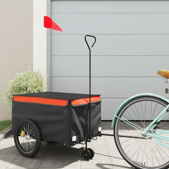 Fietstrailer 30 kg ijzer zwart en oranje 1
