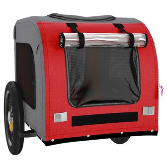 Hondenfietstrailer oxford stof en ijzer rood en grijs 5