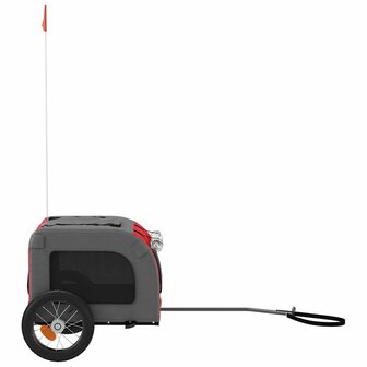 Hondenfietstrailer oxford stof en ijzer rood en grijs 6