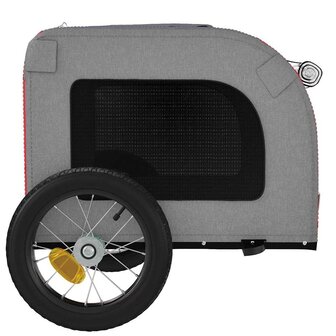 Hondenfietstrailer oxford stof en ijzer rood en grijs 7