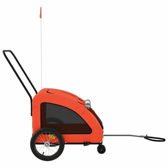 Hondenfietstrailer oxford stof en ijzer oranje 6