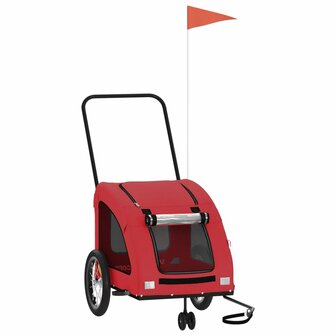 Hondenfietstrailer oxford stof en ijzer rood 2