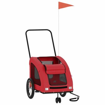 Hondenfietstrailer oxford stof en ijzer rood 3