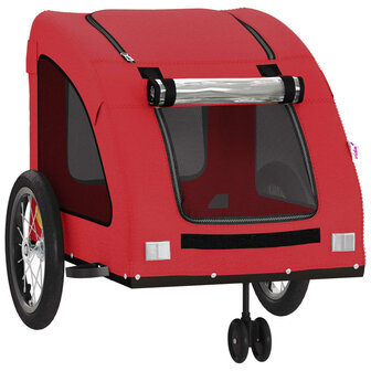 Hondenfietstrailer oxford stof en ijzer rood 5